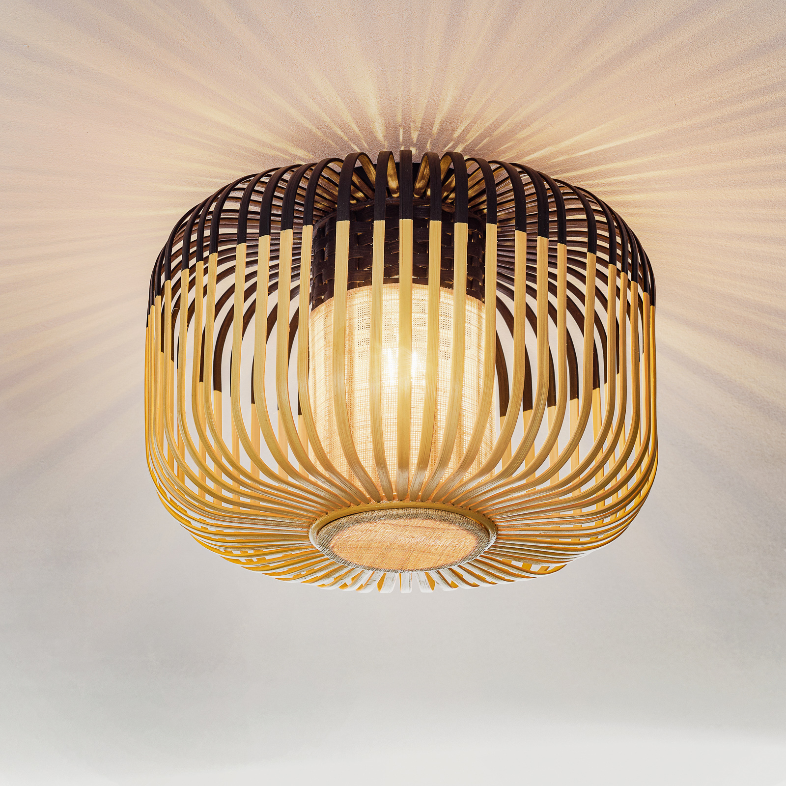 Forestier plafondlamp Bamboo Light S, Ø 35 cm, zwart